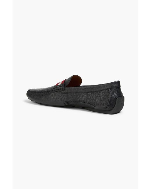 Bally Black Perthy Pebbled-Leather Driving Shoes for men