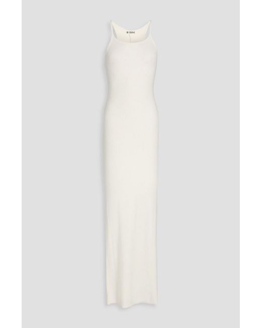 ÉTERNE White Ribbed Jersey Maxi Dress