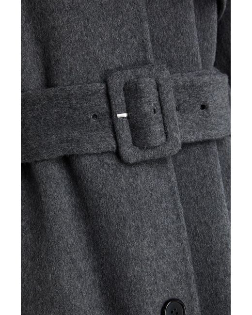 Theory Gray Belted Wool And Cashmere-blend Felt Coat