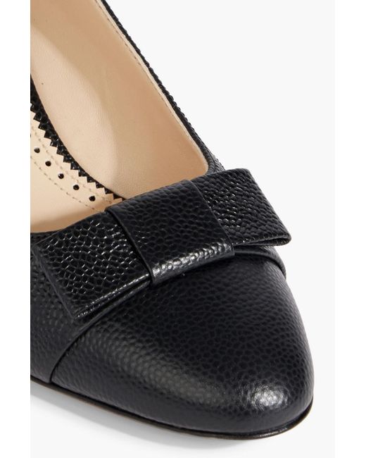 Thom Browne Black Bow-detailed Pebbled-leather Pumps