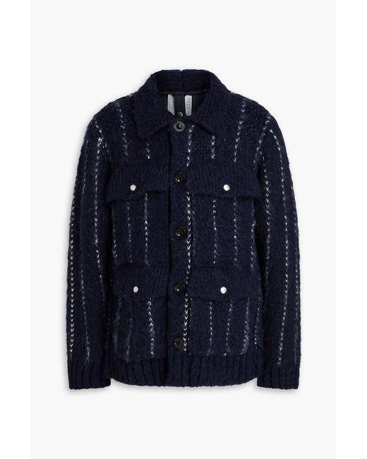 Sacai Blue Pinstriped Knitted Jacket for men