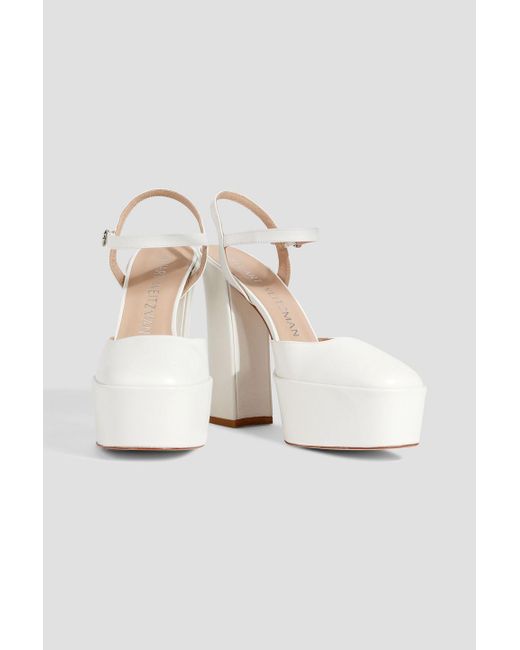 Stuart Weitzman White Skyhi 145 Leather Platform Pumps