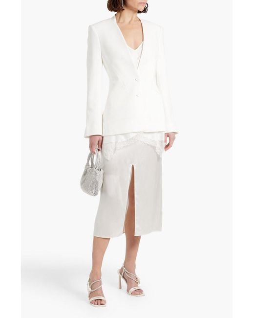 Jonathan Simkhai White Allie Lace-Trimmed Crepe Blazer