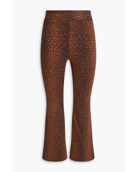 FRAME Brown Jetset Cropped Leopard-Print High-Rise Bootcut Jeans