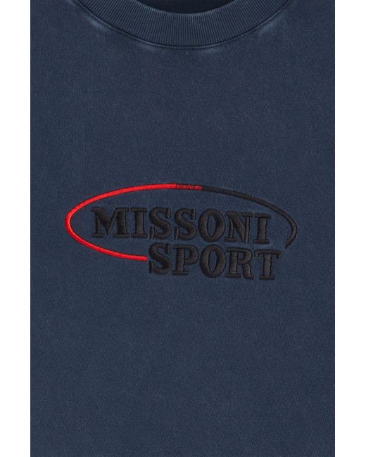 Missoni Blue Embroidered Cotton-jersey T-shirt for men