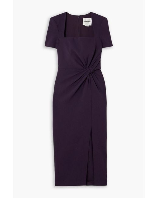 Roland Mouret Purple Twisted Cady Midi Dress