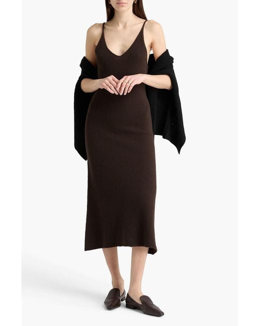 Officine Generale Brown Marga Merino Wool Midi Dress