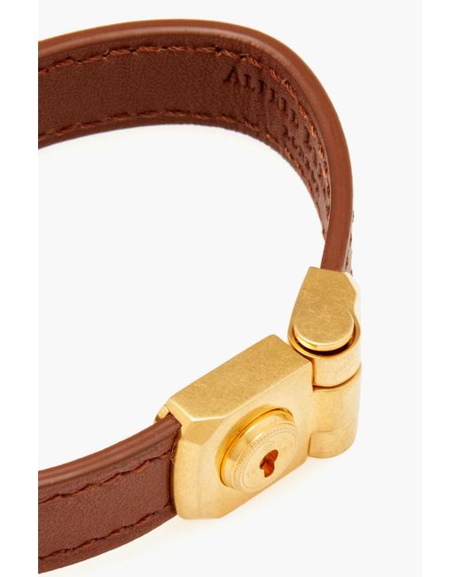 Dunhill Armband aus leder mit goldfarbenem detail in Brown für Herren