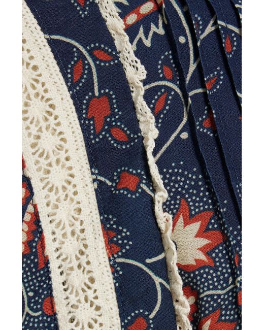 Sea Blue Robina minikleid aus baumwoll-voile mit floralem print und rüschen