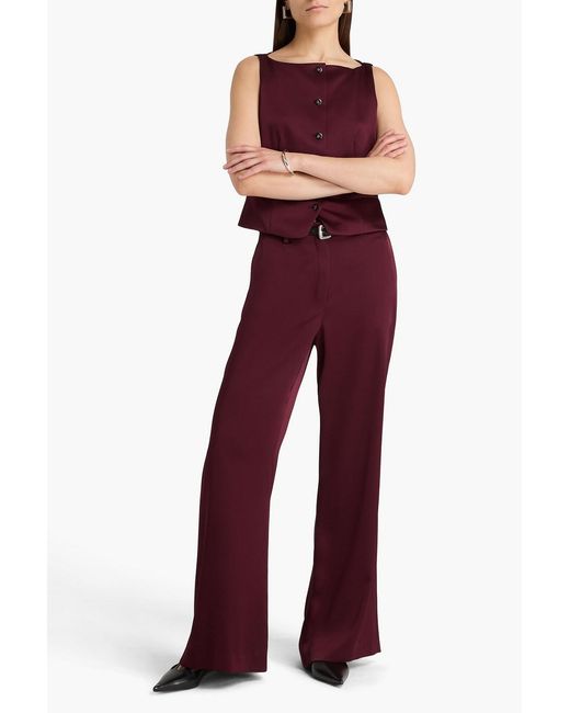 Theory Red Satin Wide-Leg Pants