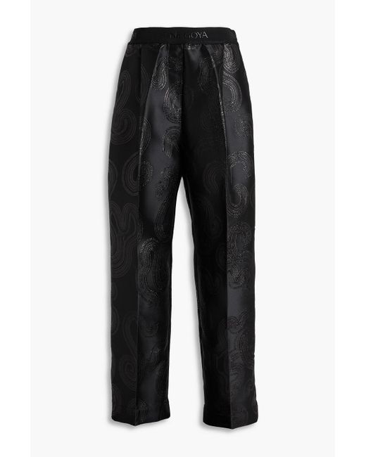 Stine Goya Black Ciara Metallic Fil Coupé Wide-leg Pants