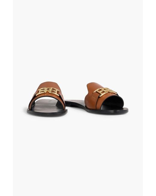 Bally Brown Positano Embellished Leather Slides