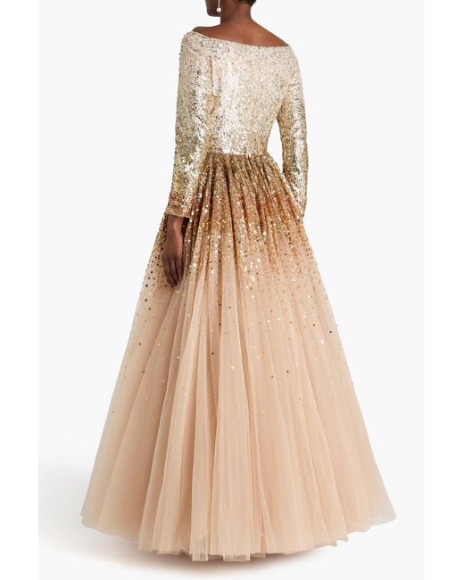 Jenny Packham Natural Embellished Tulle Gown