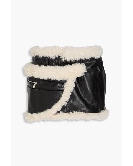 Coperni Black Plush-Trimmed Layered Mini Skirt