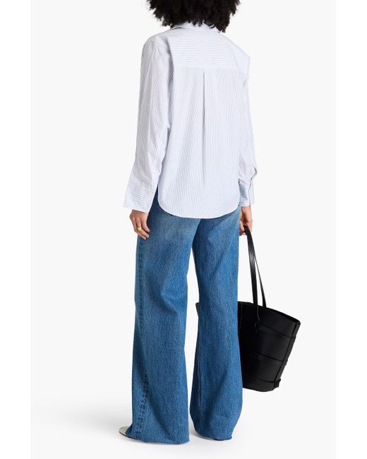 10 Crosby Derek Lam White Wesley gestreiftes hemd aus baumwollpopeline