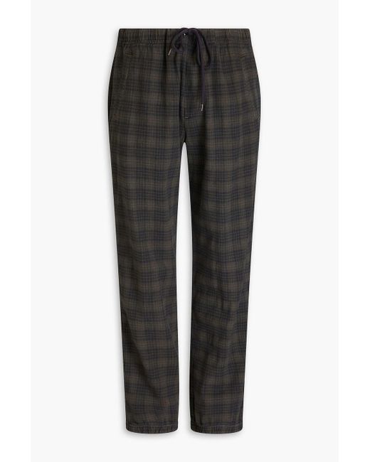 James Perse Black Checked Stretch-cotton Twill Pants for men