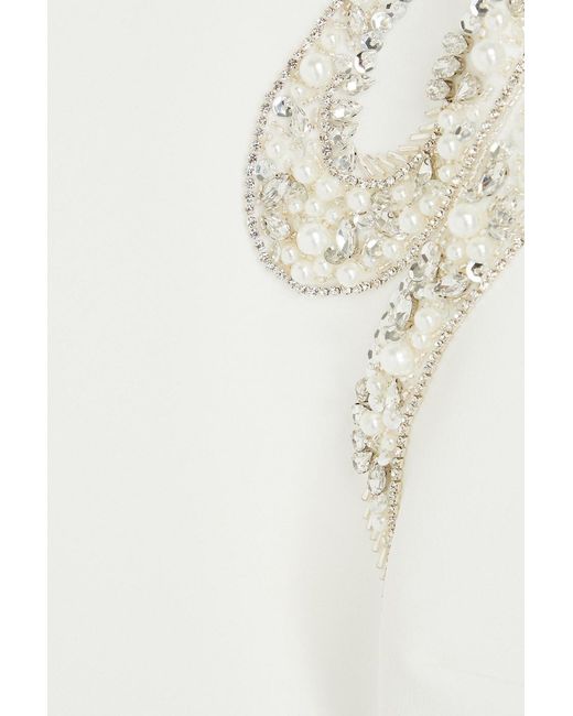 Badgley Mischka White Embellished Stretch-crepe Midi Dress