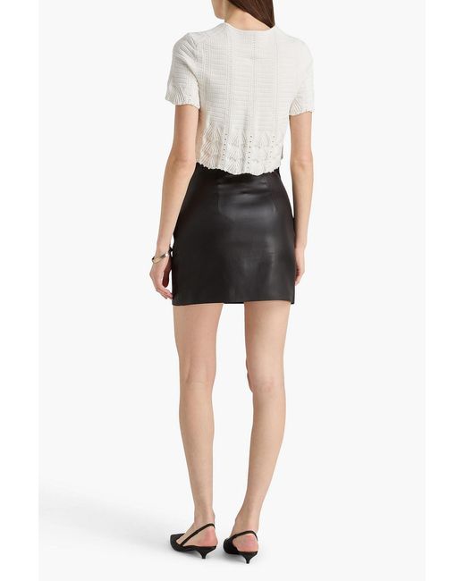 Maje Natural Cropped Embellished Pointelle-Knit Cotton-Blend Cardigan