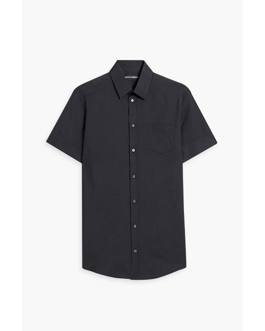 Dolce & Gabbana Black Slim-fit Cotton And Silk-blend Poplin Shirt for men