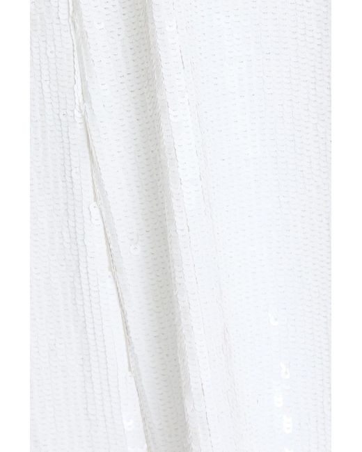 Khaite White Carina Sequined Tulle Maxi Dress