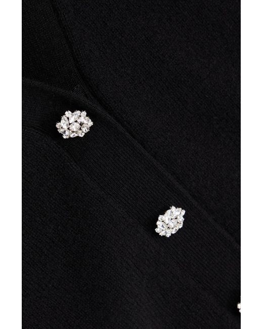 Veronica Beard Black Solene Crystal-embellished Cashmere Cardigan