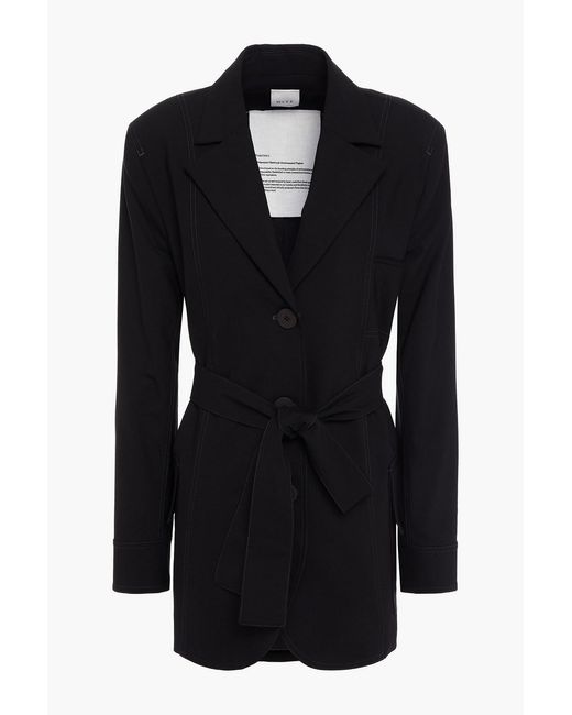 BITE STUDIOS Black Belted Organic Wool-Blend Crepe Blazer