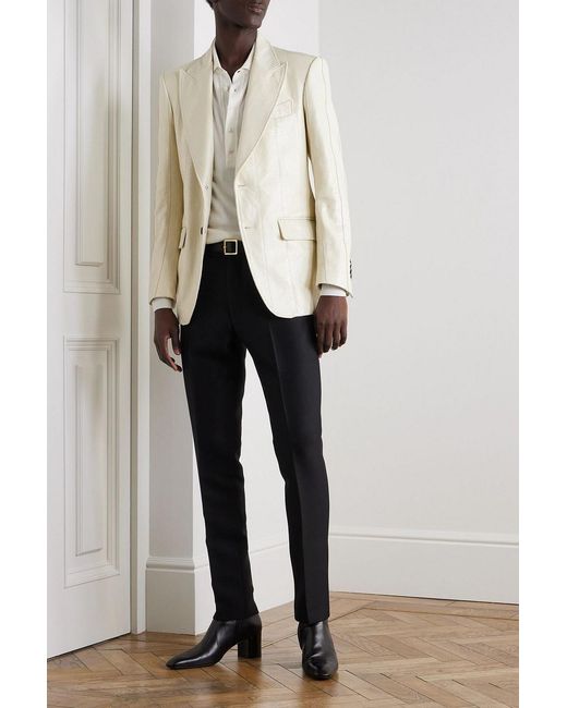 Tom Ford Natural Slim-Fit Snake-Effect Leather Blazer for men