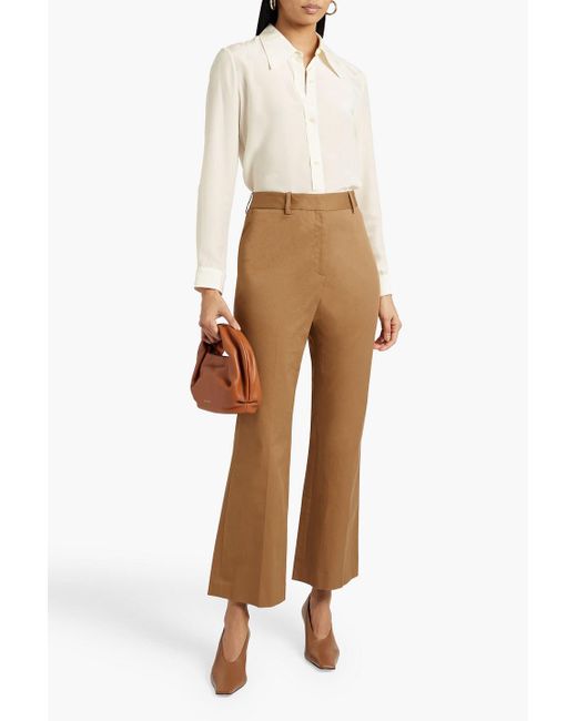 Nili Lotan Brown Corette Cotton-blend Twill Straight-leg Pants
