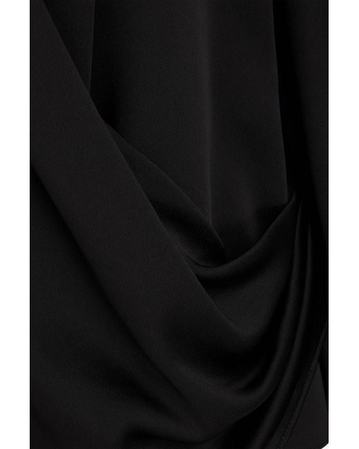 Jonathan Simkhai Black Wrap-effect Draped Satin-crepe Top