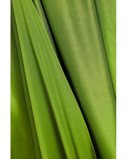 Victoria Beckham Green Cape Sleeve Cutout Midi Dress