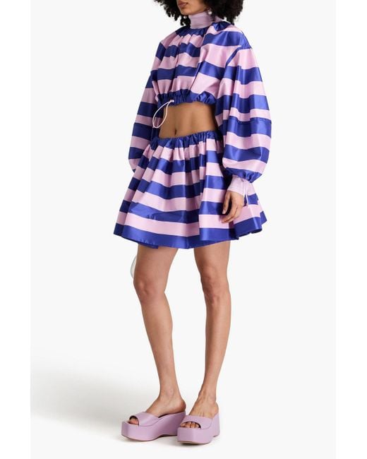 Zimmermann Blue Striped Silk Mini Skirt