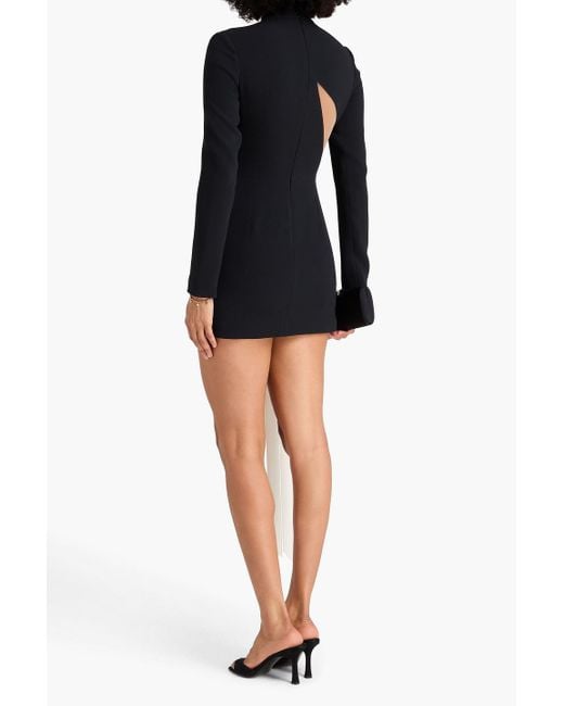 David Koma Black Minikleid aus crêpe mit tüllbesatz und schleife