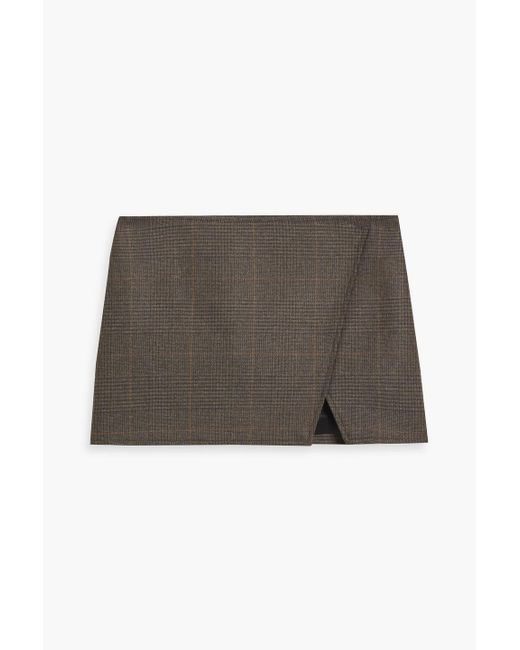 A.L.C. Black Rylee Wrap-effect Checked Tweed Mini Skirt