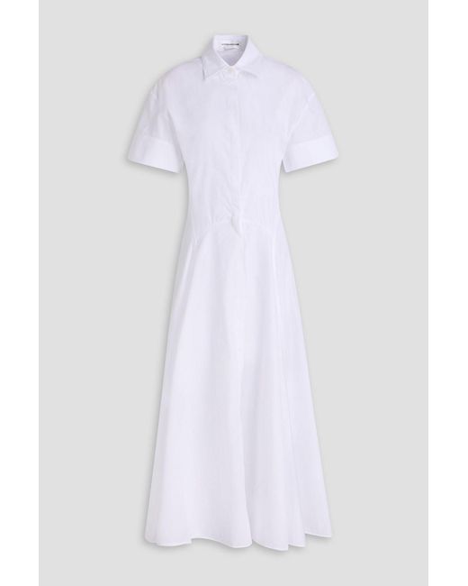 Victoria Beckham White Cotton-poplin Midi Shirt Dress