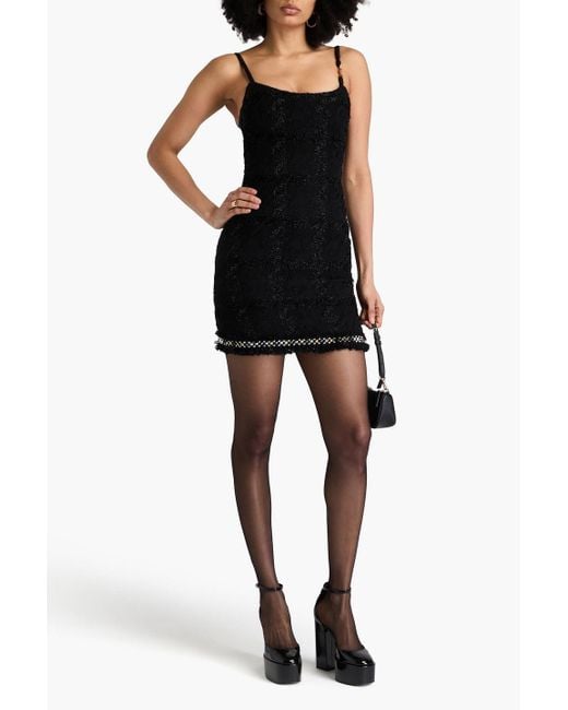 Versace Black Minikleid aus lametta-tweed mit nieten