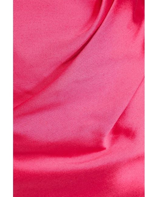 Rachel Gilbert Pink Marta One-shoulder Bow-detailed Satin Gown