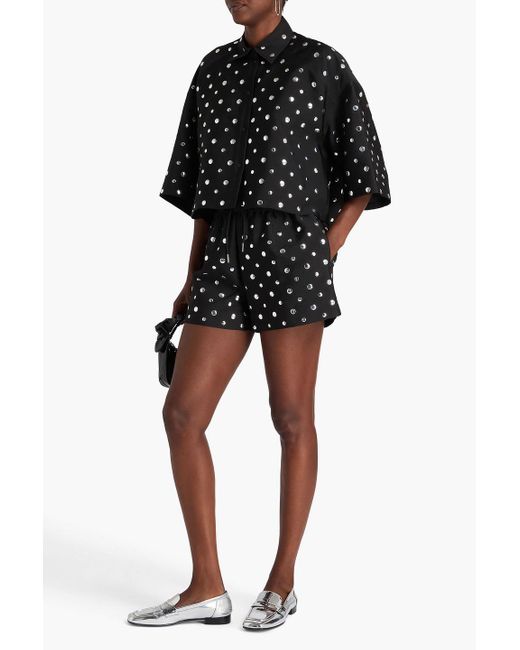 Sandro Black Studded Faille Shorts