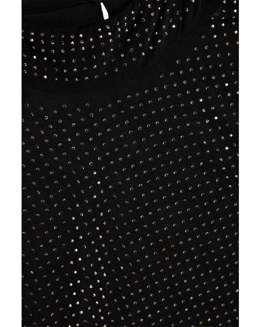 Jonathan Simkhai Black Crystal-Embellished Jersey Turtleneck Top