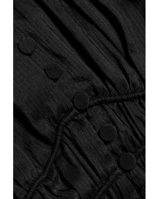 FRAME Black Ramie And Silk-blend Jacquard Maxi Slip Dress