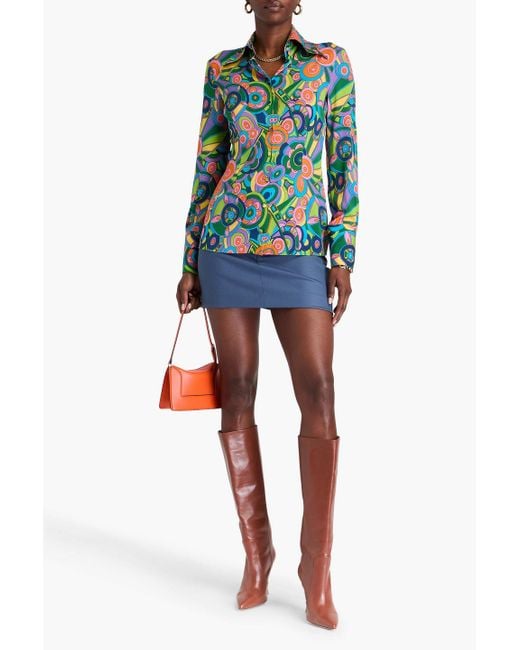 Dolce & Gabbana Multicolor Printed Silk-Blend Crepe De Chine Shirt
