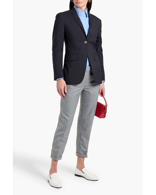 Thom Browne Blue Striped Wool Blazer