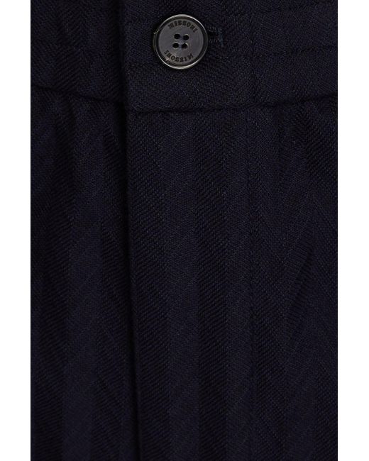 Missoni Blue Crochet-knit Cotton-blend Trousers for men