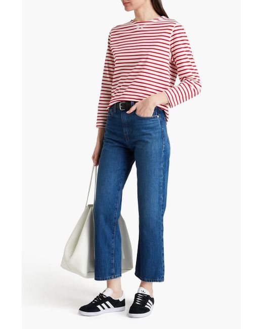 FRAME Blue Le Jane Crop Cropped High-rise Straight-leg Jeans