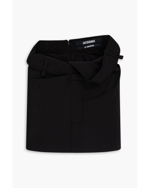 Jacquemus Black Bahia minirock aus grain de poudre aus wolle mit drapierung