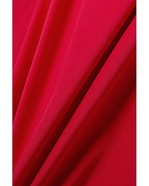 GAUGE81 Red Samaca Cold-shoulder Ruched Silk Maxi Dress