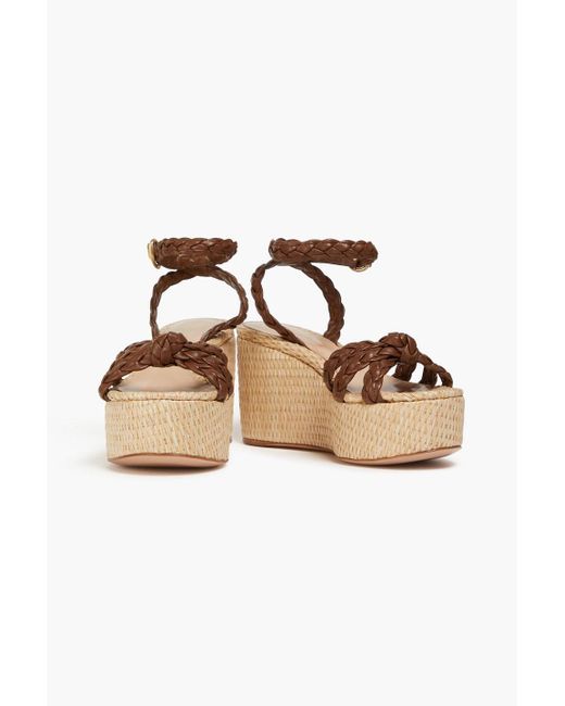 Gianvito Rossi Natural Braided Leather Espadrille Wedge Sandals