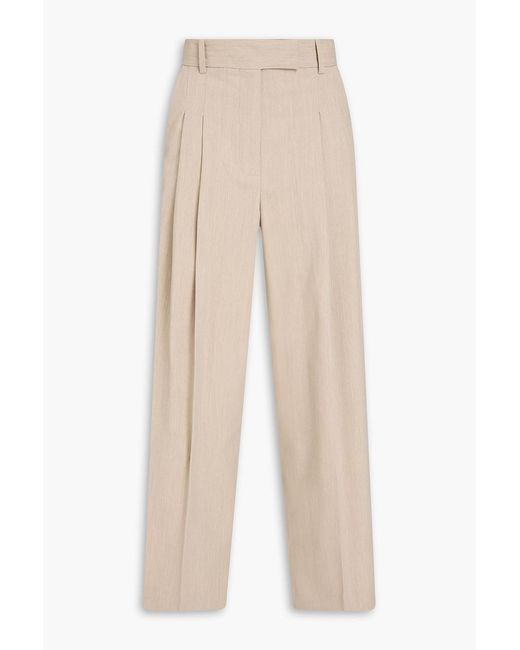 By Malene Birger Natural Cymbaria Pleated Crepe Wide-Leg Pants