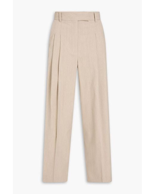 By Malene Birger Natural Cymbaria Pleated Crepe Wide-Leg Pants