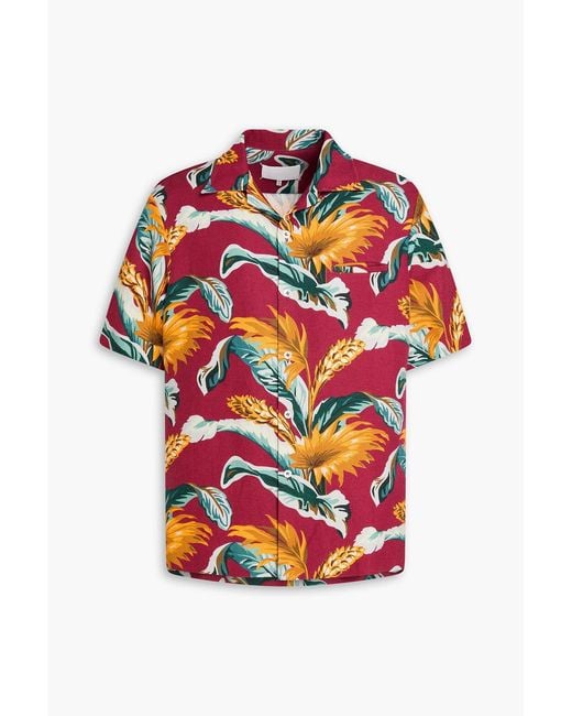 Maison Margiela Red Printed Linen And Cotton-blend Shirt for men