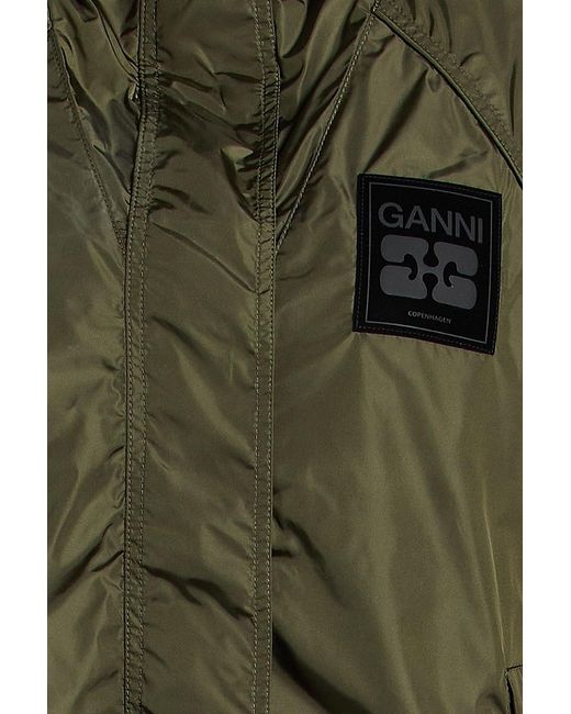 Ganni Green Shell Hooded Jacket